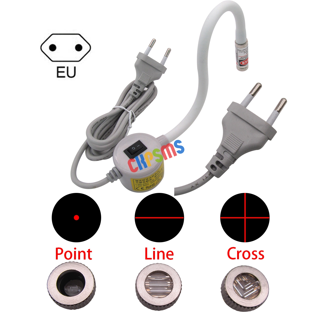 Industrial Laser Uses - สายไฟปลั๊ก EU 220V-240V รูปทรงกากบาทและจุด 3-in-1, ฐานแม่เหล็ก,