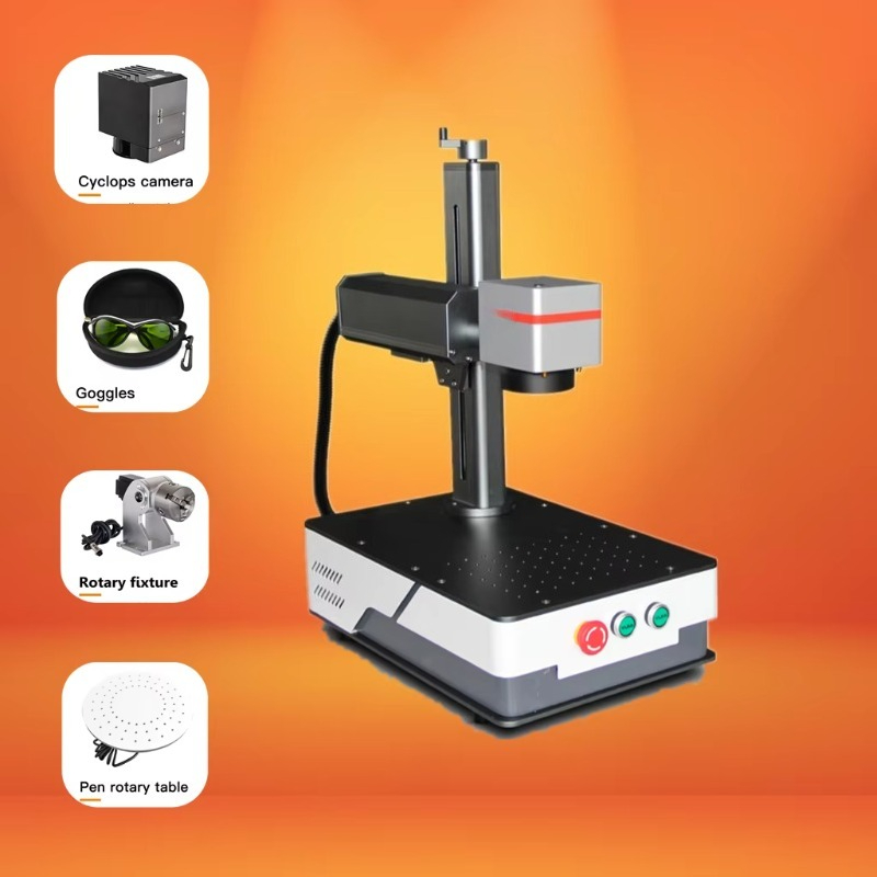 Industrial Laser Types - เครื่องมาร์คกิ้งไฟเบอร์เลเซอร์แบบแยกส่วน พร้อมระบบยกไฟฟ้า สำหรับการมาร์กกิ้งบาร์โค้ดบนตลับลูกปืนเหล็ก เกรดอุตสาหกรรม ขายตรงจากโรงงาน