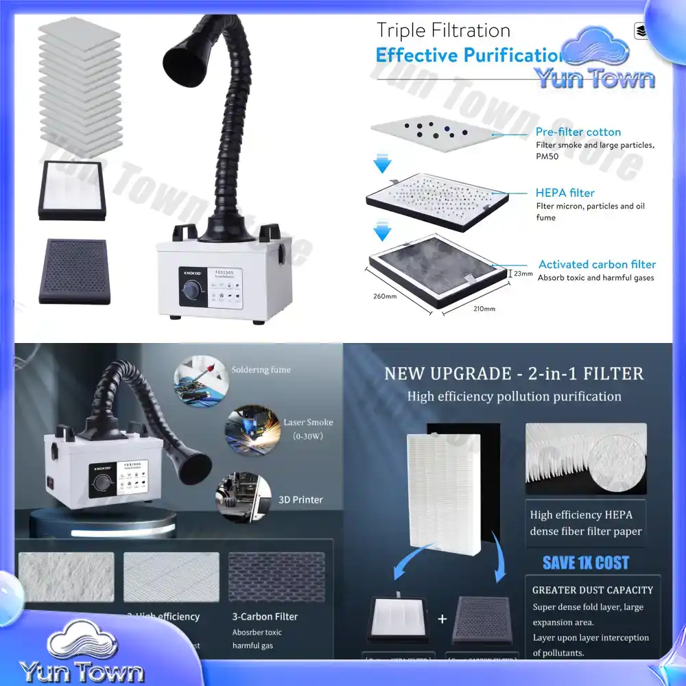 Industrial Laser Uses - เครื่องกำจัดควันเลเซอร์มอเตอร์ 100W พร้อมแผ่นกรอง HEPA 14 ชิ้น