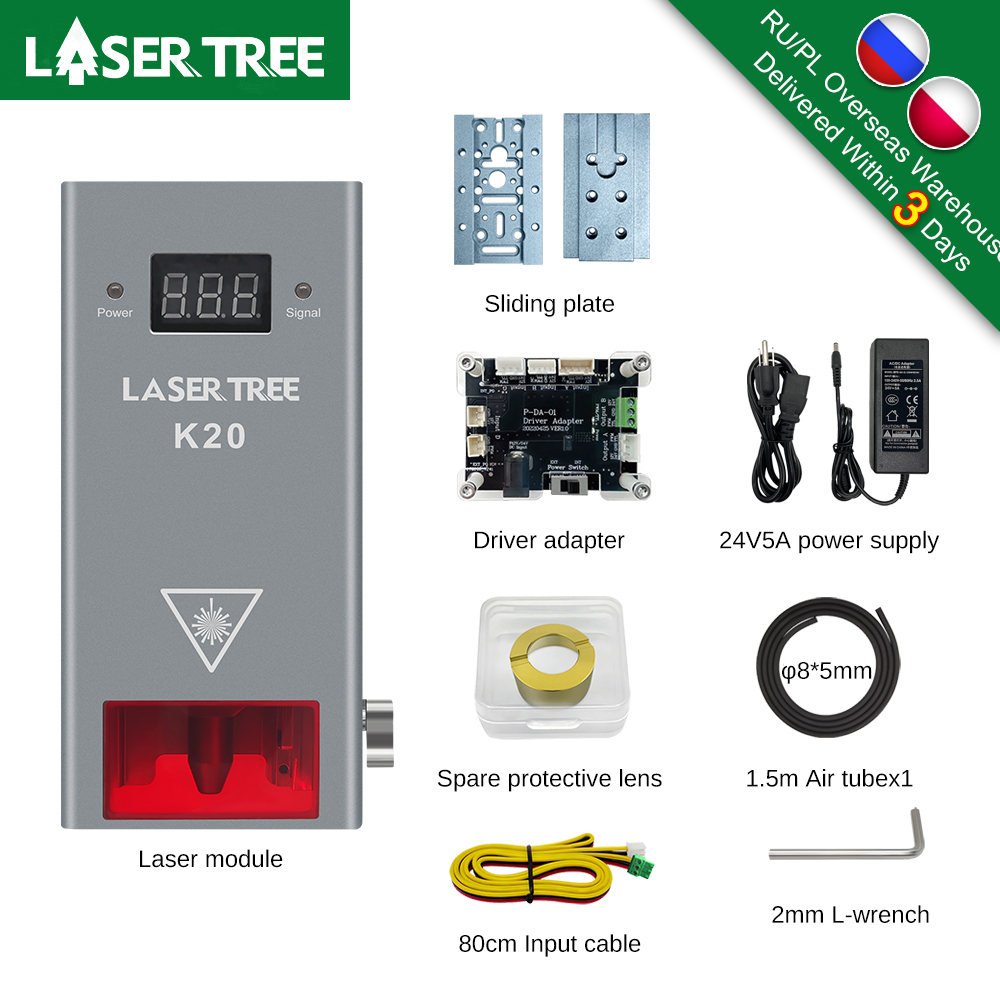 Metal Laser Cutter Head - หัวเลเซอร์พลังงานแสง20W 10W 5W โมดูลเลเซอร์450nm แสงสีฟ้า TTL