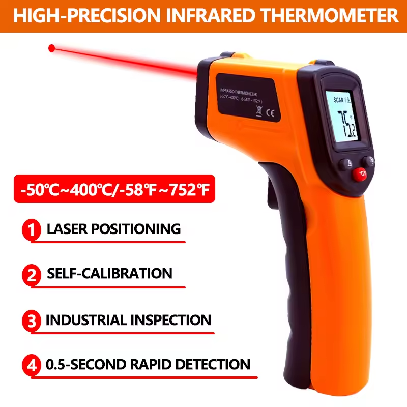Industrial Laser Uses - เครื่องวัดอุณหภูมิอินฟราเรดแบบมือถือ ปืนวัดอุณหภูมิแบบไม่สัมผัส เลเซอร์วัดความร้อน สำหรับใช้ในอุตสาหกรรม บ้าน และรถยนต์